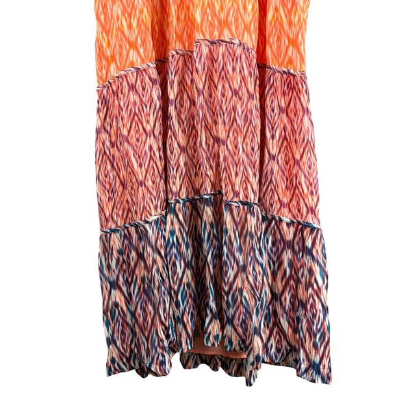 Rare Marie Oliver Tiered Maxi Dress Multi-color Print Ruffle Neck, Women's Small - Picture 11 of 14